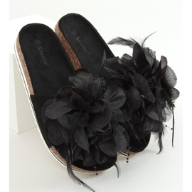 Černé korkové pantofle s květinami CK113P Black černá 1