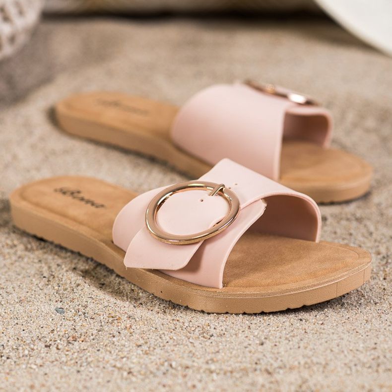 Bona Pantofle s ozdobnou sponou růžový 1