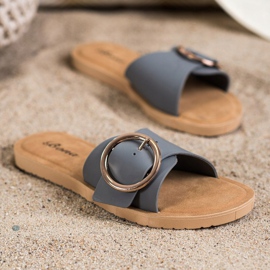 Bona Pantofle s ozdobnou sponou šedá 1