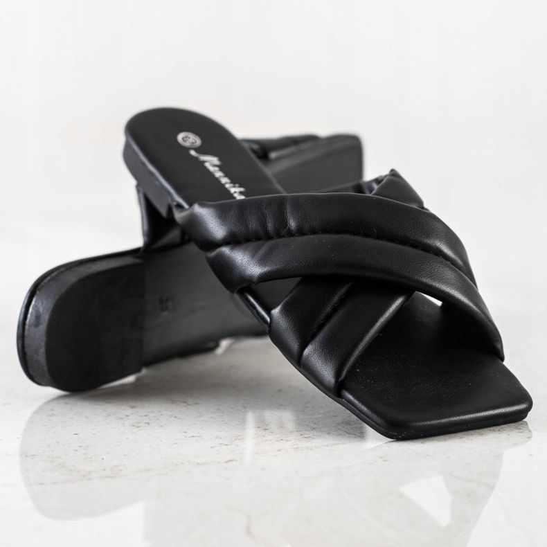 Mannika Pohodlné pantofle z ekologické kůže černá 1