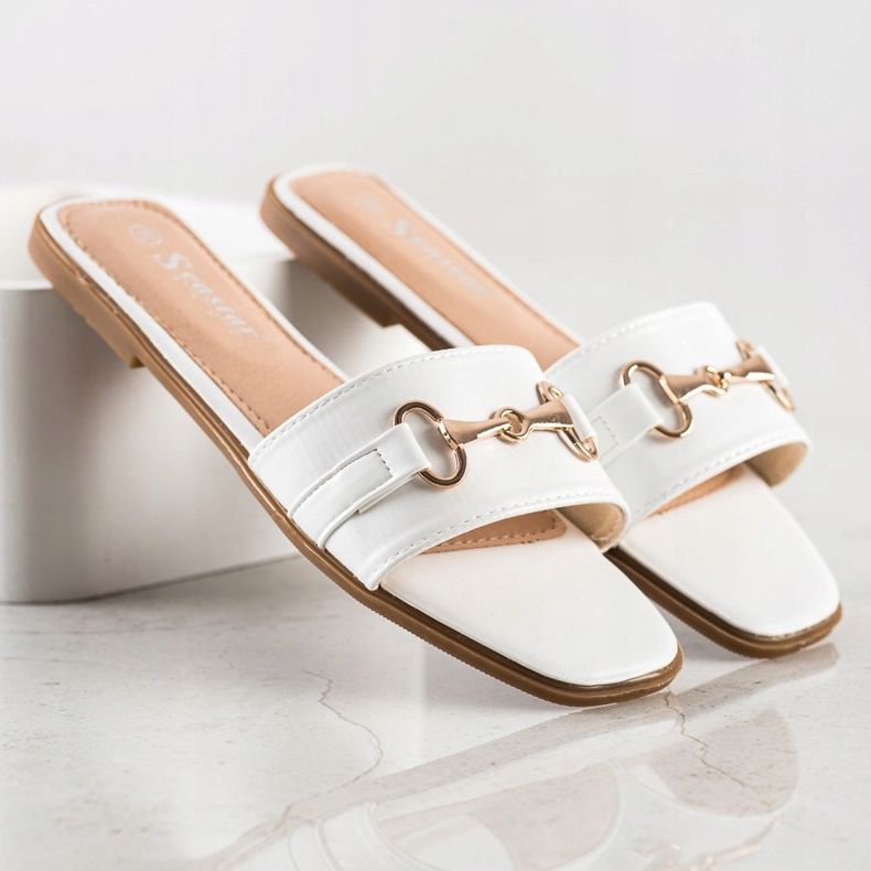 Seastar Pantofle se zlatou dekorací bílý 1 Seastar Pantofle se zlatou dekorací bílý 1