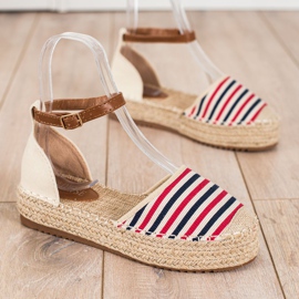 Clowse Pruhované espadrilky se sponou béžový červený vícebarevný 1