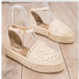 Sixth Sense Espadrilky s krajkovou vložkou béžový 1 Sixth Sense Espadrilky s krajkovou vložkou béžový 1
