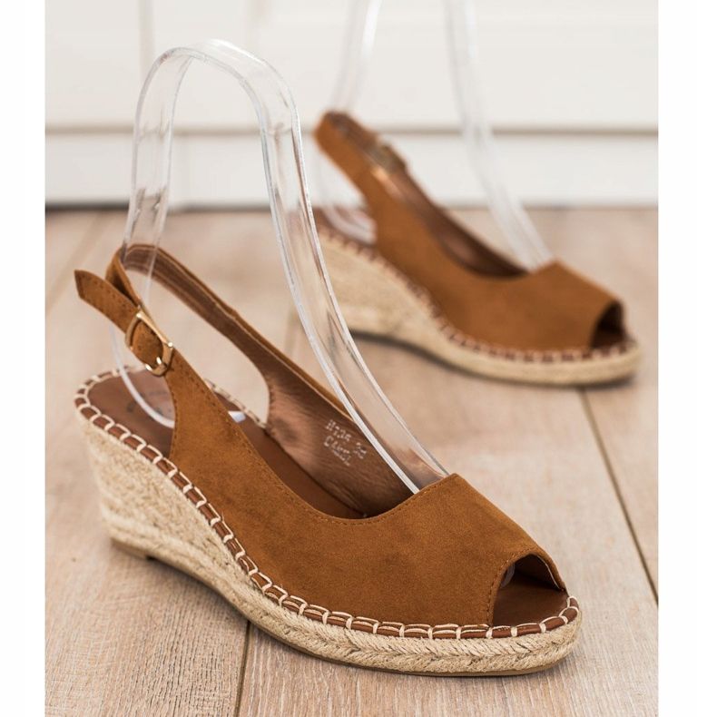 SHELOVET Neformální klínové sandály hnědý 1