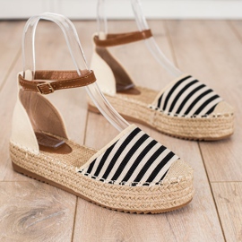Clowse Pruhované espadrilky se sponou béžový hnědý černý 1