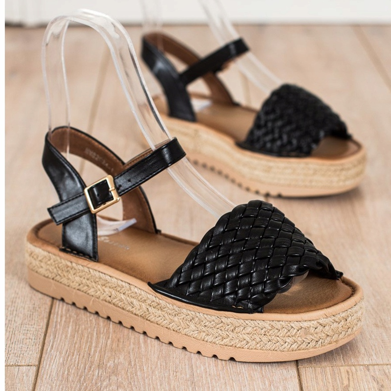 SHELOVET Sandály z espadrilky černý 1