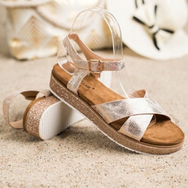 Bestelle Sandály Na Platformě Glitter zlatý 1