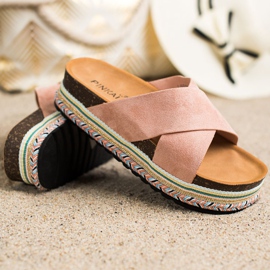 SHELOVET Pantofle z práškového semiše růžový 1