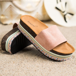 SHELOVET Pohodlné semišové pantofle růžový 1