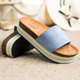 SHELOVET Pohodlné semišové pantofle modrý 1