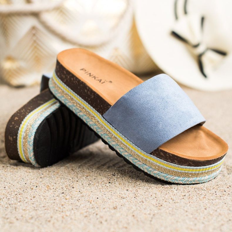 SHELOVET Pohodlné semišové pantofle modrý 1