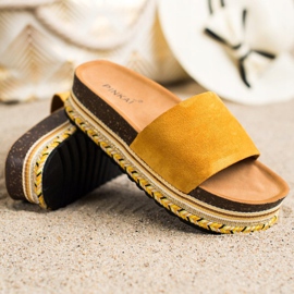 SHELOVET Pohodlné semišové pantofle žlutá 1