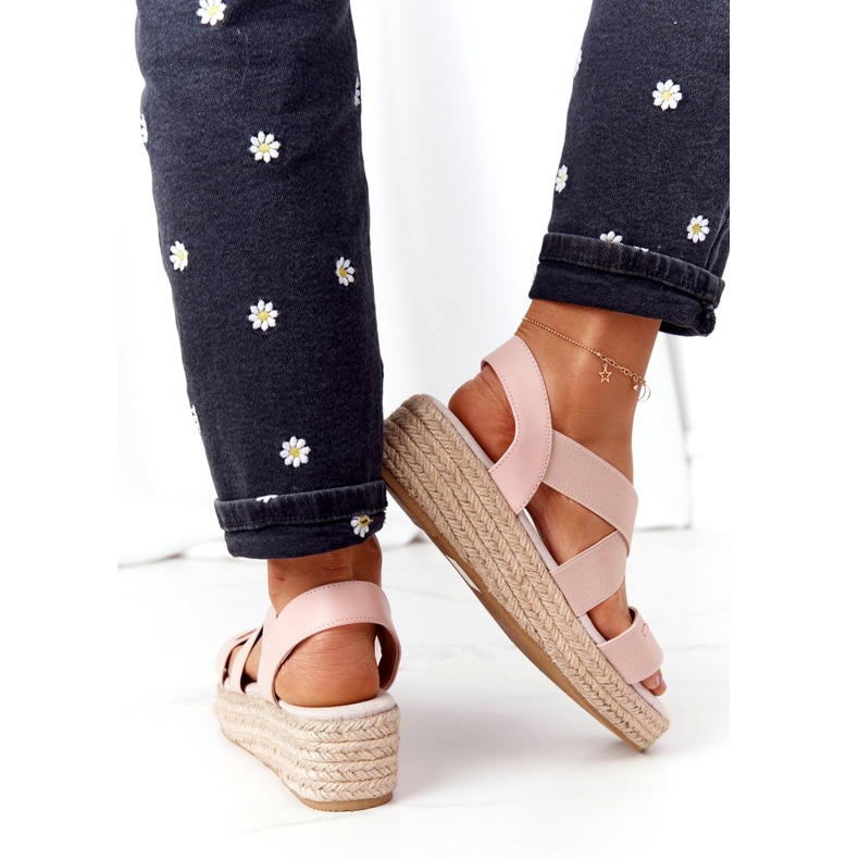 Klínové sandály s žebrovaným Big Star HH274413 růžové růžový 3