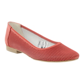 Angello Dámská kožená balerína červená mřížka červený 1