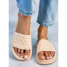 Dámské béžové pantofle 10-251 Béžové béžový 2