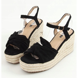 Černé espadrilky sandálů na klíncích WH-3K63 Black černý 1