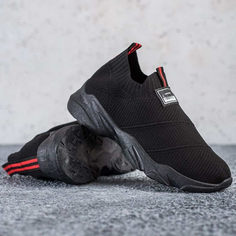 SHELOVET Módní černé nazouvací tenisky černá 1