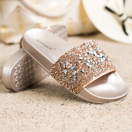 SHELOVET Pantofle s ozdobami zlatý 1