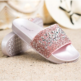 SHELOVET Pantofle s ozdobami růžový 1