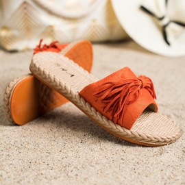 SHELOVET Pantofle S Třásněmi oranžový 1