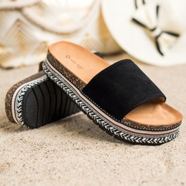 Queen Vivi Černé pantofle na platformě černá 1