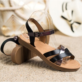 Cm Paris Pohodlné sandály z ekologické kůže černá 1