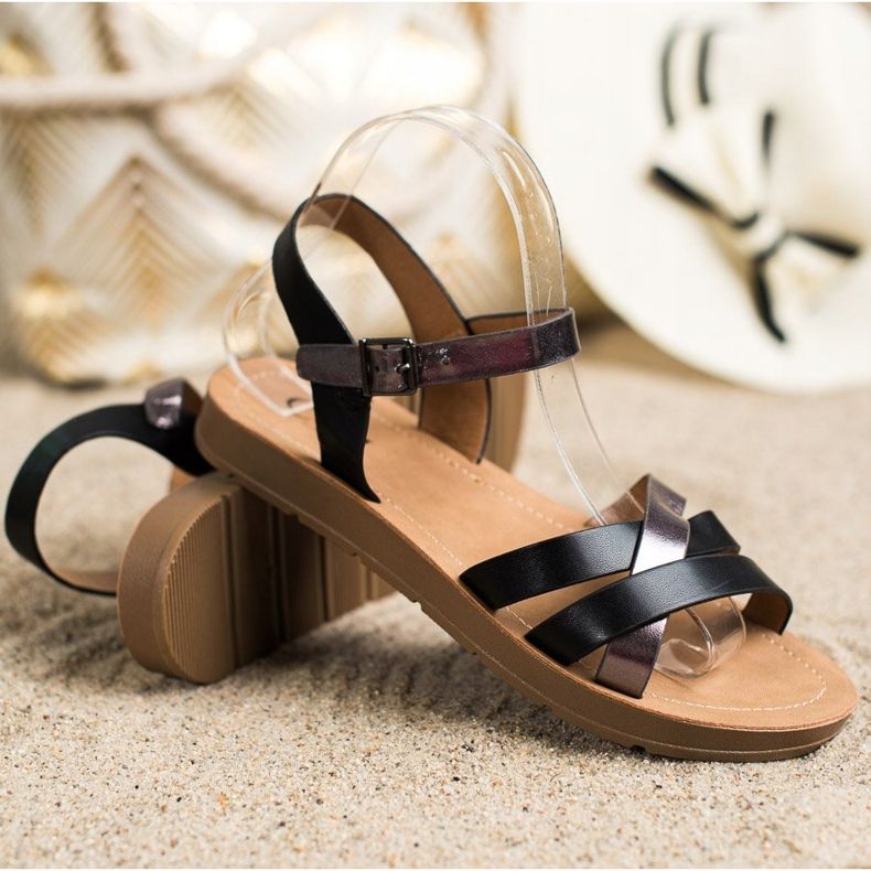 Cm Paris Pohodlné sandály z ekologické kůže černá 1