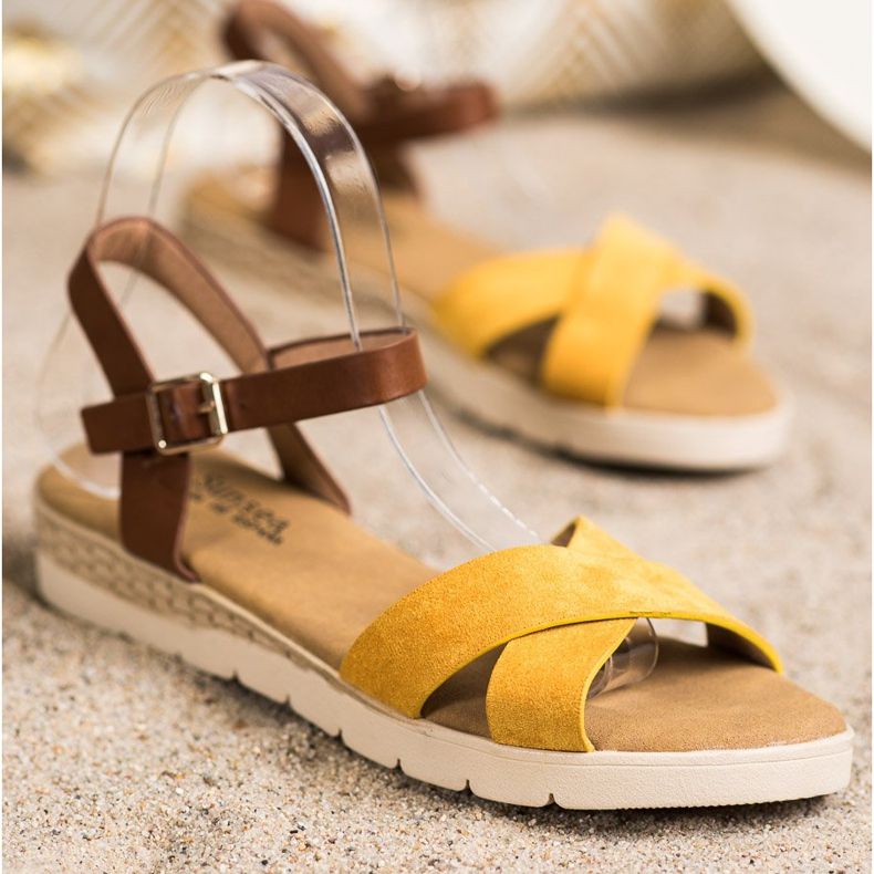 SHELOVET Neformální sandály se sponou hnědý žlutá 1