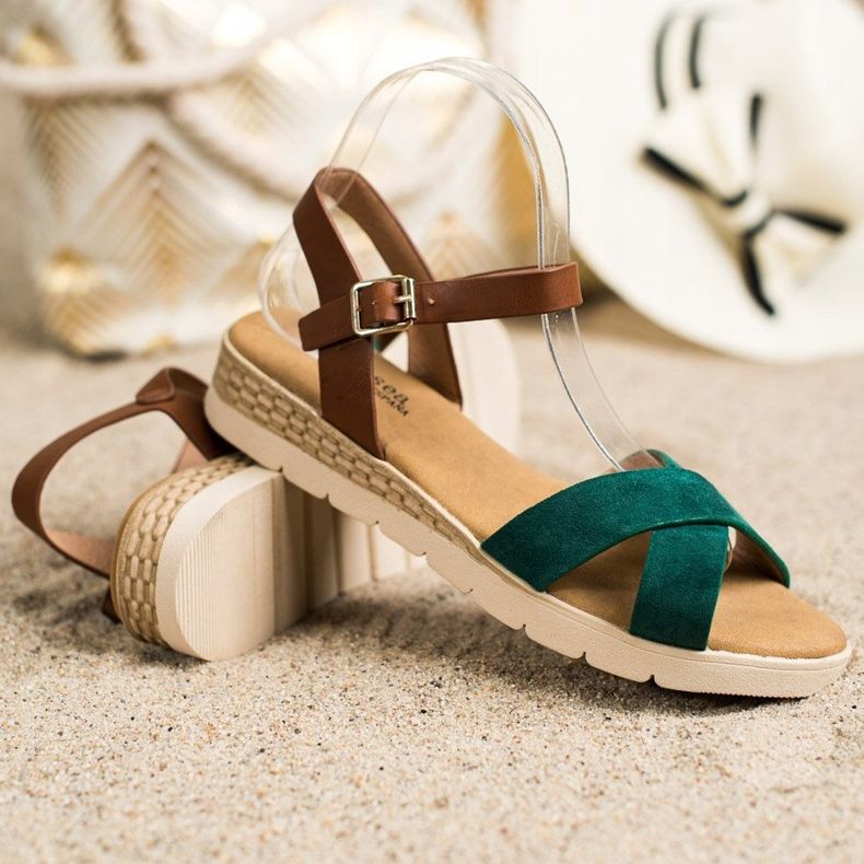 SHELOVET Neformální sandály se sponou hnědý zelená 1