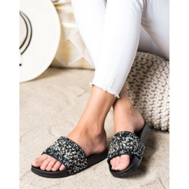 SHELOVET Pantofle s ozdobami černá 1