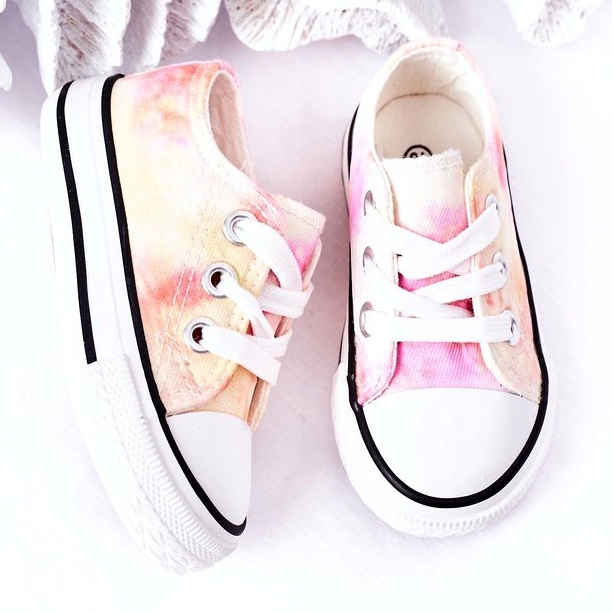 Dětské klasické tenisky s efektem Tie-Dye Simba 807-3A růžový žluť 3
