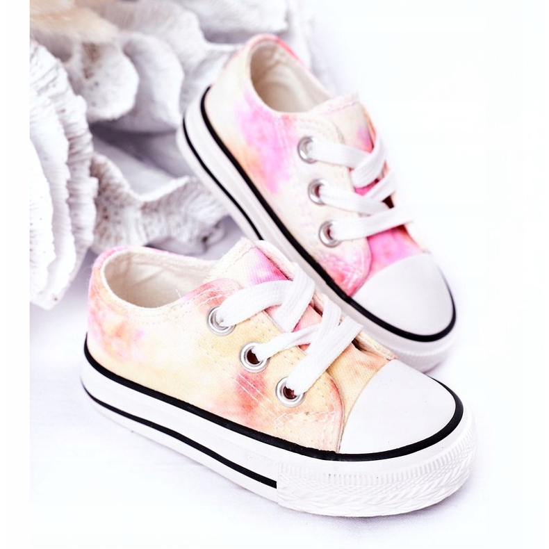 Dětské klasické tenisky s efektem Tie-Dye Simba 807-3A růžový žluť 1