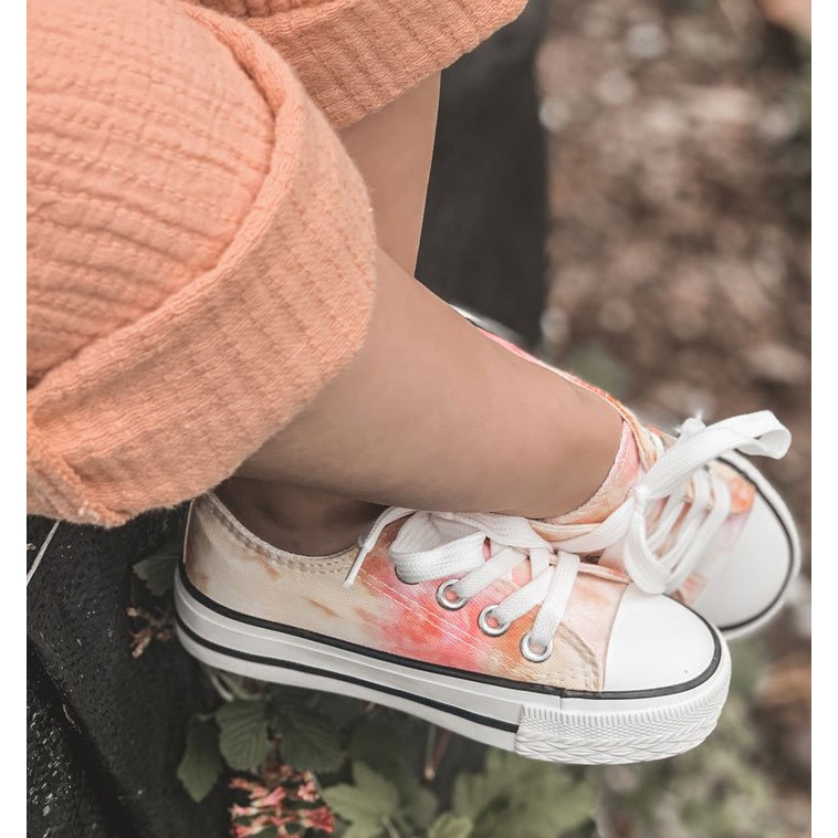 Dětské klasické tenisky s efektem Tie-Dye Simba 807-3A růžový žlutá 4