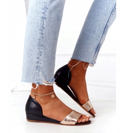 Kožené sandály Maciejka 1971-46 černé a zlaté černá zlatý 3