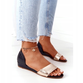 Kožené sandály Maciejka 1971-46 černé a zlaté černá zlatý 4