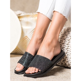 SHELOVET Černé lesklé pantofle černá 2