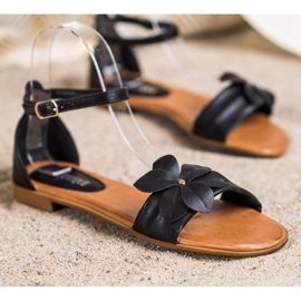 Diamantique Černé sandály s květinou černá 1