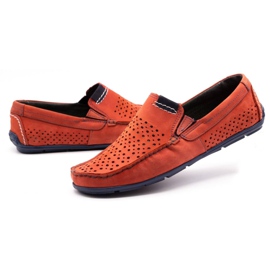 Olivier Pánská obuv mokasín 906 na letní červenou červené 5
