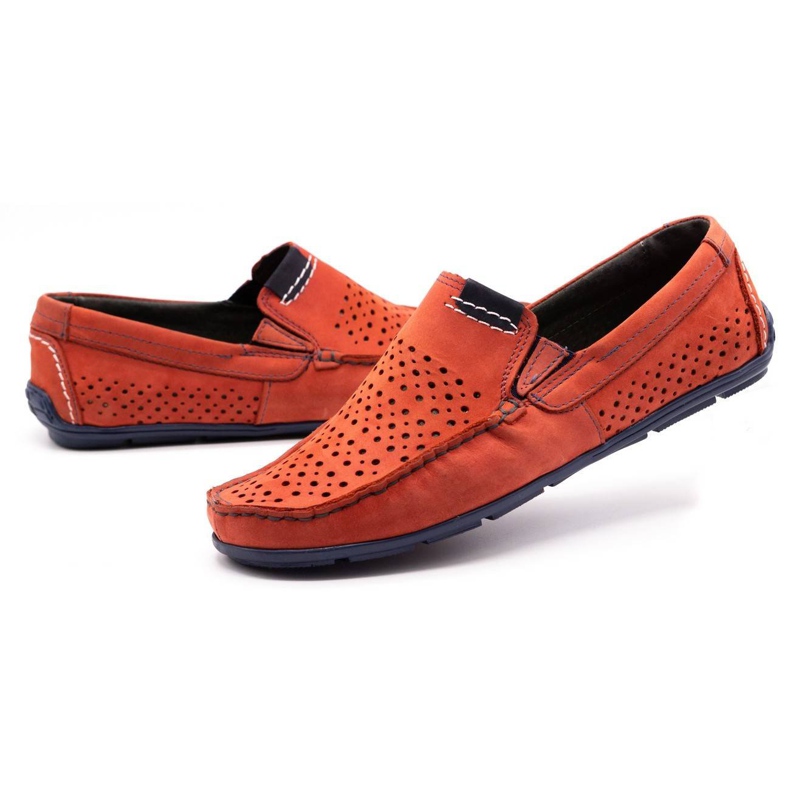 Olivier Pánská obuv mokasín 906 na letní červenou červené 5