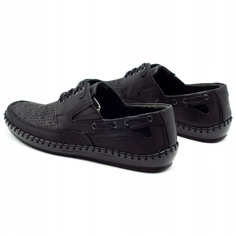 Polbut Černé pánské prolamované mokasínové boty J69L černá 4