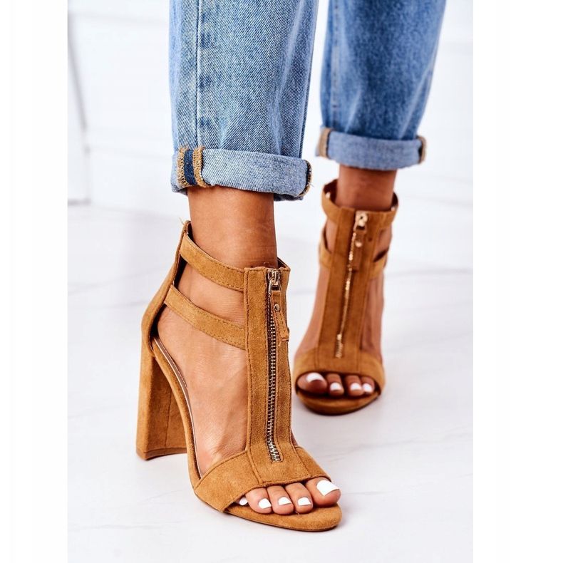 PS1 Semišové sandály na baru Camel Folly Bar hnědý 1 PS1 Semišové sandály na baru Camel Folly Bar hnědý 1