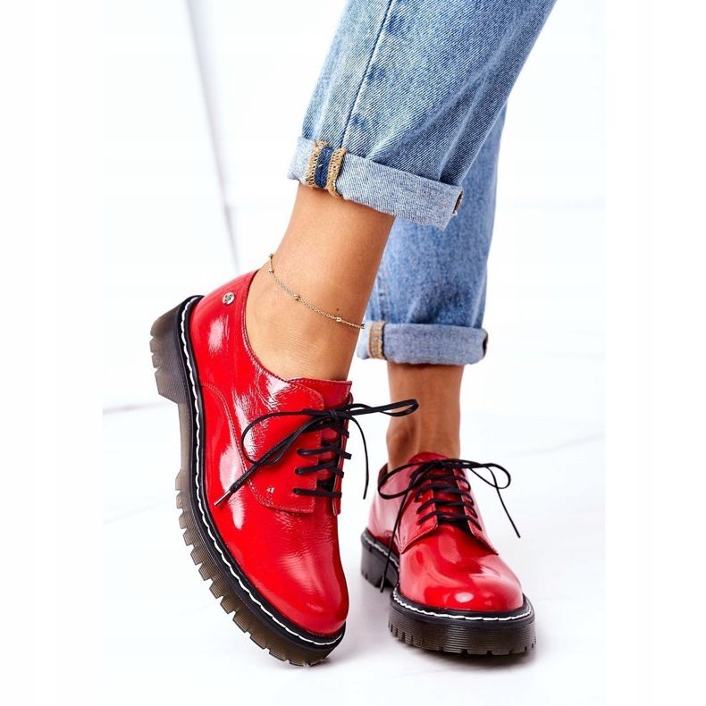 Dámské kožené boty Oxfords Maciejka 04087-08 červené červený 1