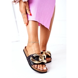 S.Barski Pantofle na korku s řetězem S. Barski SB002 černé černá 2 S.Barski Pantofle na korku s řetězem S. Barski SB002 černé černá 2