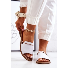 Kožené žabky značky Lewski Shoes, bílé bílý 1