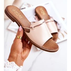 Kožené žabky značky Lewski Shoes, béžová béžový 1