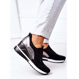 Vinceza 10593 černo-stříbrné nazouvací klínové tenisky černá stříbrný 1