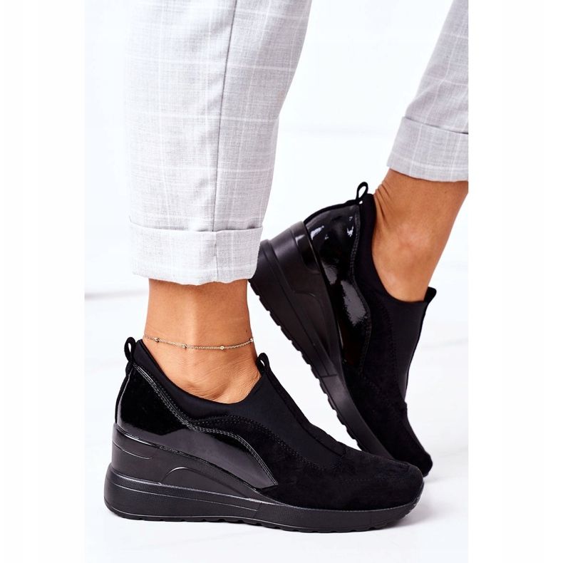 Vinceza 10593 černé nazouvací klínové tenisky černá 2