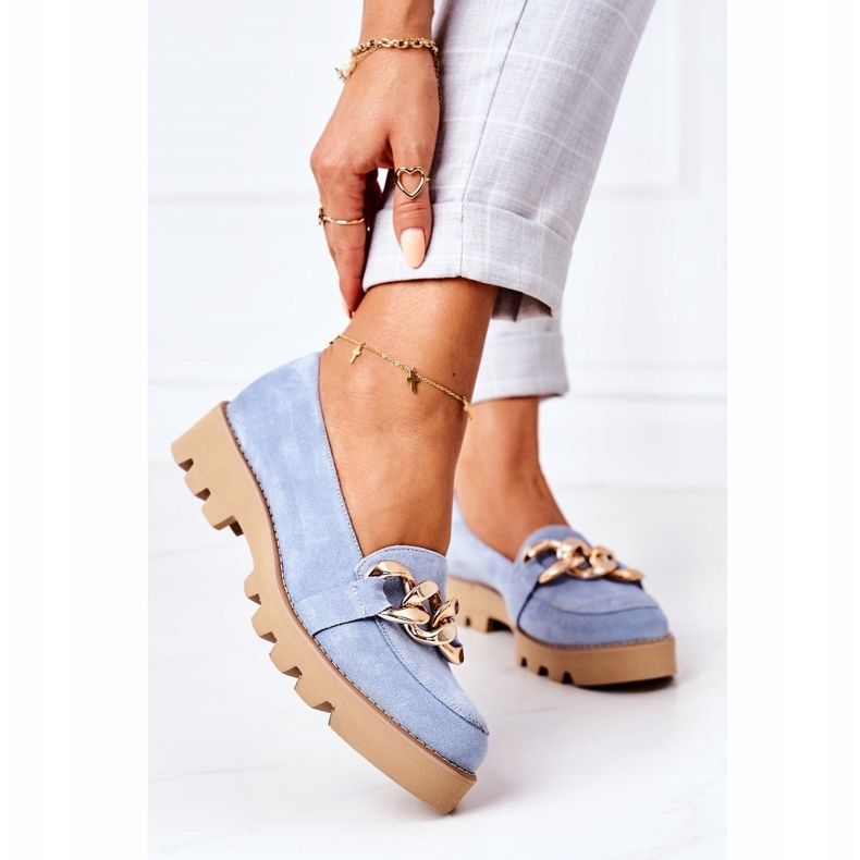 Semišové mokasíny Lewski Shoes 3040 Blue modrý 2