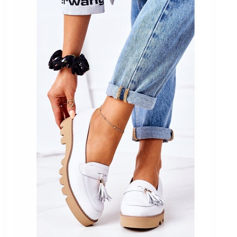 Kožené mokasíny Lewski Shoes 3053 White bílý 2