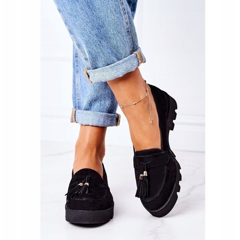 Semišové mokasíny Lewski Shoes 3053 Black černá 2